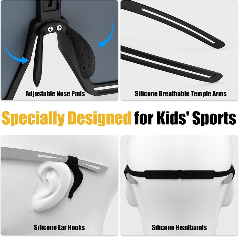 Xtiger Polarized Kids Sunglasses Youth Baseball Sunglasses UV400 Boys Girls Sports Sun Glasses for Softball Cycling Scooter - Image 5